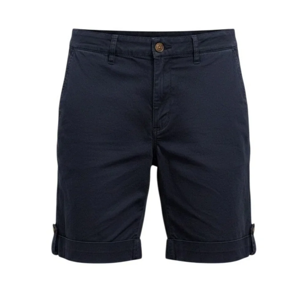 Eddie Bauer Vashon Fit Shorts Navy Blue 100% Baumwoole Button Tab Hem - 10